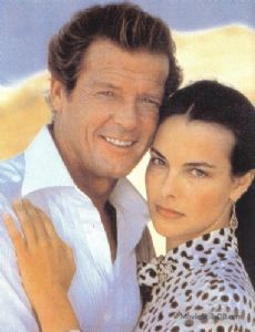 Carole Bouquet and Roger Moore