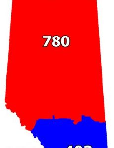 Area codes 587 and 825
