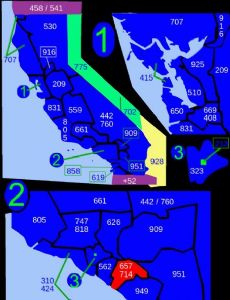 Area codes 714 and 657