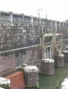 Tatsuta polder sluice gates