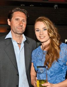 Tina Maze and Andrea Massi